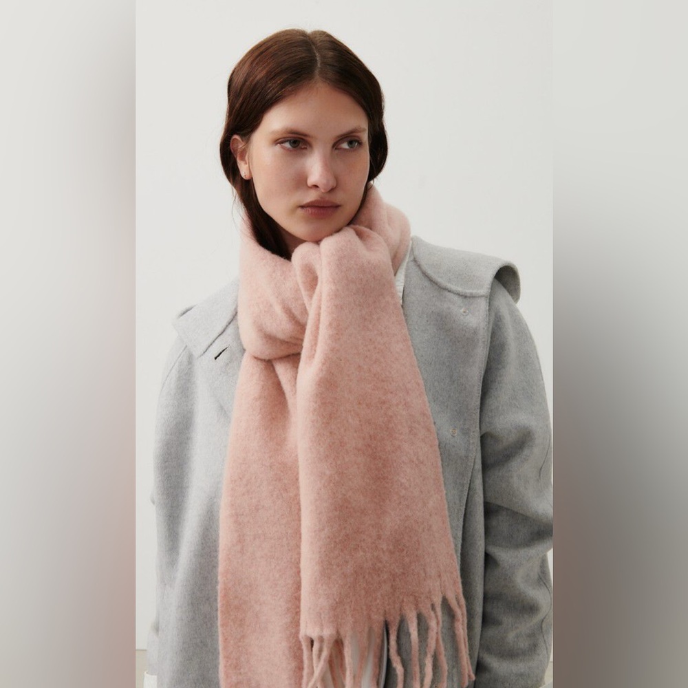 ANGORA RABBIT HAIR Pink Eyelash Scarf Winter Fall Warm Holidays Cashmere‎ Fringe